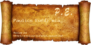 Paulics Eufémia névjegykártya